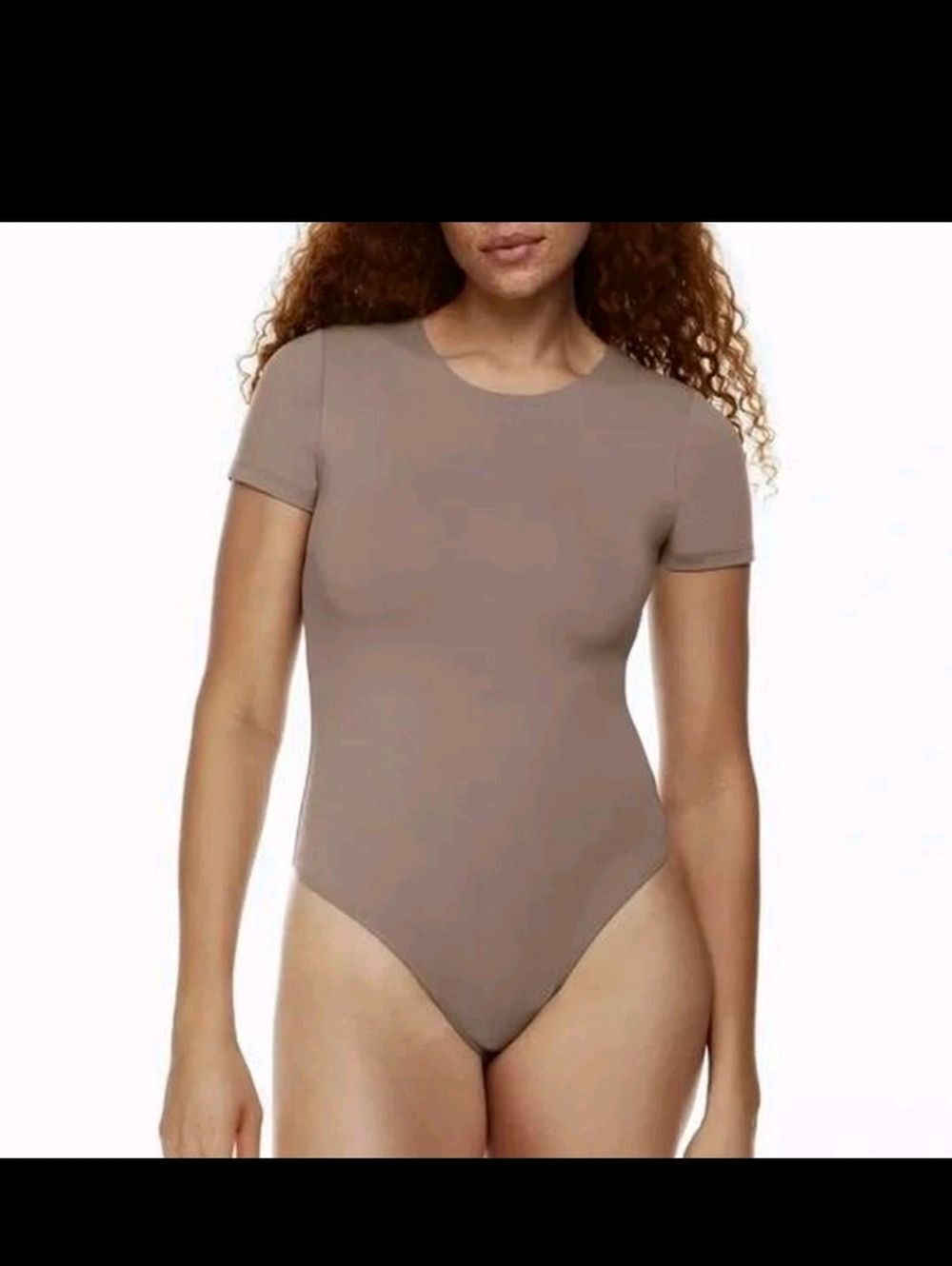 ​Sunday Best SinchSeamless Short Sleeve Bodysuit Small Aritzia Tan Neutral